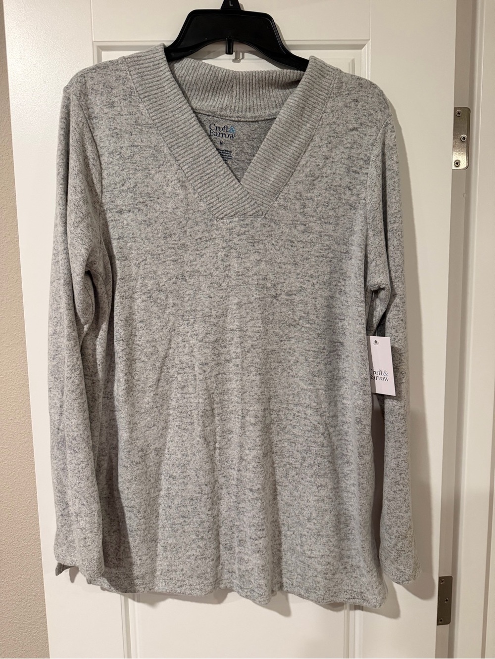 croft & barrow Heather Gray V-Neck Women's Sweater